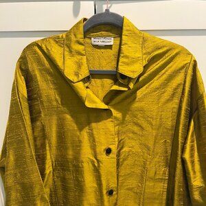 Louis Limon for LA "Libelluele" 100% silk, mustard topper, size 1X